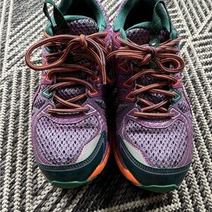 Asics Purple and Teal Sneakers with Orange Detail